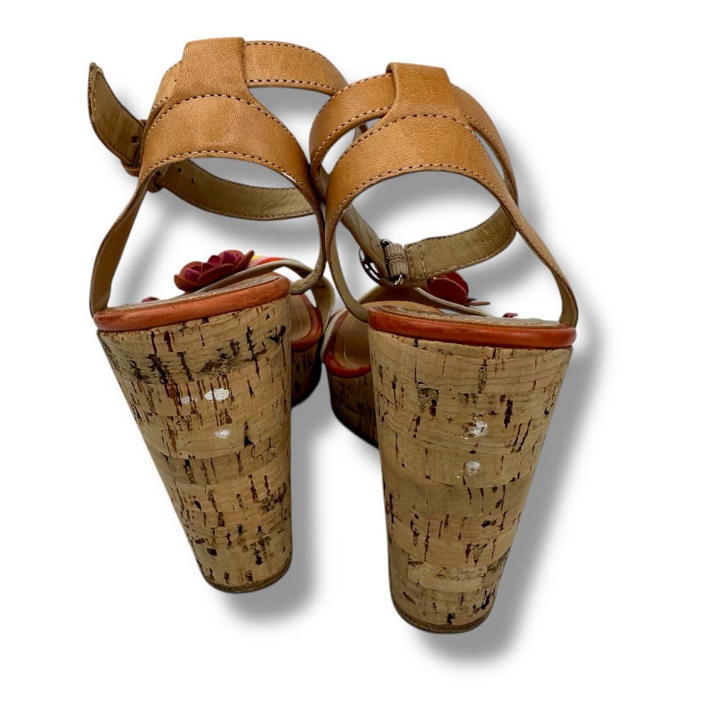 COACH Morgan Strappy Cork Wedges Heels Size 6.5 Floral Shoes - Picture 10 of 15